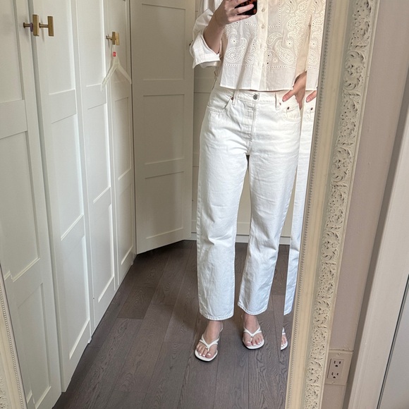 Levi's Women's White Straight Leg Jeans 501 90s - Picture 2 of 6